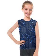 Seamless Pattern Of Glowing Circuit Board Neon Technology Kids  Mesh Tank Top by Loisa77