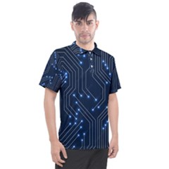 Seamless Pattern Of Glowing Circuit Board Neon Technology Men s Polo T-shirt by Loisa77