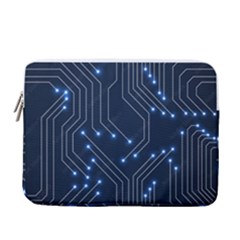 Seamless Pattern Of Glowing Circuit Board Neon Technology 13  Vertical Laptop Sleeve Case With Pocket by Loisa77