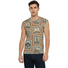 Retro Postage Seamless Pattern Men s Raglan Cap Sleeve T-shirt by Loisa77