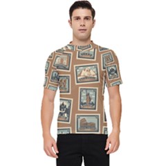 Retro Postage Seamless Pattern Men s Short Sleeve Rash Guard by Loisa77