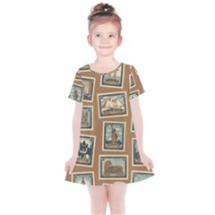 Retro Postage Seamless Pattern Kids  Simple Cotton Dress by Loisa77