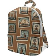 Retro Postage Seamless Pattern Zip Up Backpack by Loisa77