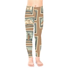 Retro Postage Seamless Pattern Kids  Classic Winter Leggings