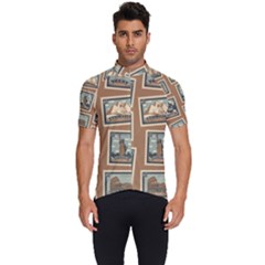 Retro Postage Seamless Pattern Men s Short Sleeve Cycling Jersey by Loisa77