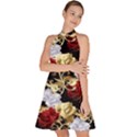 Roses Seamless Pattern Floral Sleeveless Halter Neck A-Line Dress View2