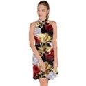 Roses Seamless Pattern Floral Sleeveless Halter Neck A-Line Dress View3