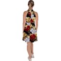 Roses Seamless Pattern Floral Sleeveless Halter Neck A-Line Dress View4