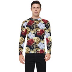 Roses Seamless Pattern Floral Men s Long Sleeve Rash Guard by Loisa77