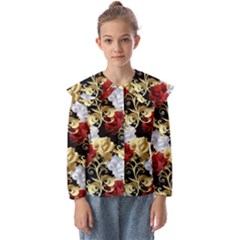 Roses Seamless Pattern Floral Kids  Peter Pan Collar Blouse by Loisa77