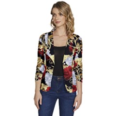 Roses Seamless Pattern Floral Women s One-button 3/4 Sleeve Short Jacket by Loisa77