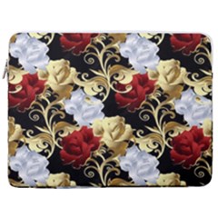 Roses Seamless Pattern Floral 17  Vertical Laptop Sleeve Case With Pocket