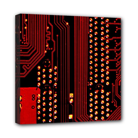 Red Circuit Board Texture Red Circuit Digital Texture Circuit Board Red Technology Mini Canvas 8  X 8  (stretched) by Loisa77