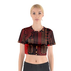 Red Circuit Board Texture Red Circuit Digital Texture Circuit Board Red Technology Cotton Crop Top by Loisa77