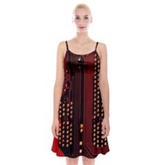 Red Circuit Board Texture Red Circuit Digital Texture Circuit Board Red Technology Spaghetti Strap Velvet Dress