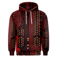 Red Circuit Board Texture Red Circuit Digital Texture Circuit Board Red Technology Men s Overhead Hoodie