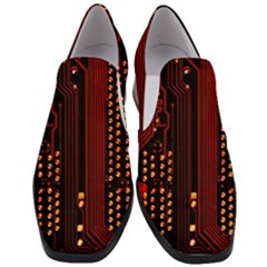 Red Circuit Board Texture Red Circuit Digital Texture Circuit Board Red Technology Women Slip On Heel Loafers by Loisa77