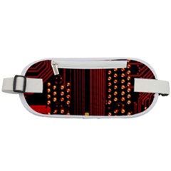 Red Circuit Board Texture Red Circuit Digital Texture Circuit Board Red Technology Rounded Waist Pouch by Loisa77