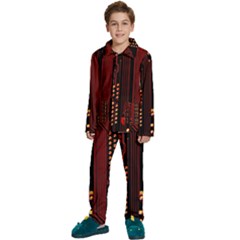 Red Circuit Board Texture Red Circuit Digital Texture Circuit Board Red Technology Kids  Long Sleeve Velvet Pajamas Set by Loisa77