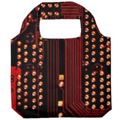 Red Circuit Board Texture Red Circuit Digital Texture Circuit Board Red Technology Foldable Grocery Recycle Bag by Loisa77