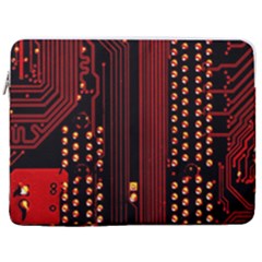 Red Circuit Board Texture Red Circuit Digital Texture Circuit Board Red Technology 17  Vertical Laptop Sleeve Case With Pocket