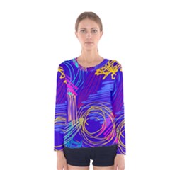 Seamless Vintage Pattern Retro 80s Or 90s Style Abstract Women s Long Sleeve T-shirt