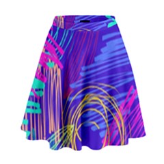 Seamless Vintage Pattern Retro 80s Or 90s Style Abstract High Waist Skirt by Loisa77