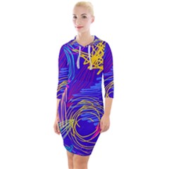 Seamless Vintage Pattern Retro 80s Or 90s Style Abstract Quarter Sleeve Hood Bodycon Dress by Loisa77