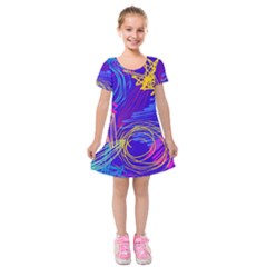 Seamless Vintage Pattern Retro 80s Or 90s Style Abstract Kids  Short Sleeve Velvet Dress