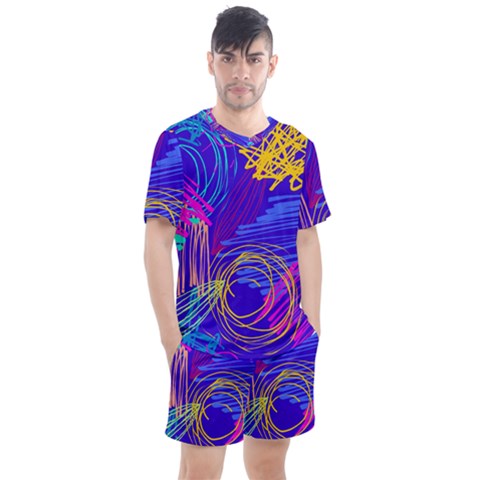 Seamless Vintage Pattern Retro 80s Or 90s Style Abstract Men s Mesh T-shirt And Shorts Set by Loisa77