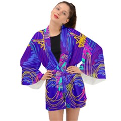 Seamless Vintage Pattern Retro 80s Or 90s Style Abstract Long Sleeve Kimono by Loisa77