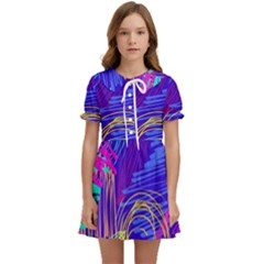 Seamless Vintage Pattern Retro 80s Or 90s Style Abstract Kids  Sweet Collar Dress by Loisa77