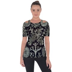 Weave Haeckel Lichenes Photobionten Shoulder Cut Out Short Sleeve Top