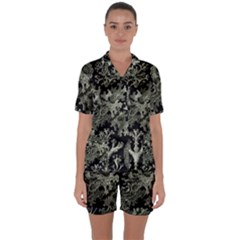 Weave Haeckel Lichenes Photobionten Satin Short Sleeve Pajamas Set