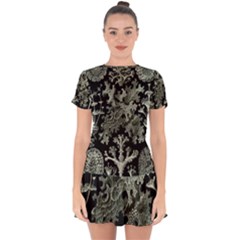 Weave Haeckel Lichenes Photobionten Drop Hem Mini Chiffon Dress