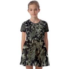 Weave Haeckel Lichenes Photobionten Kids  Short Sleeve Pinafore Style Dress