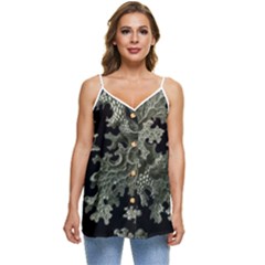 Weave Haeckel Lichenes Photobionten Casual Spaghetti Strap Chiffon Top