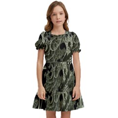 Weave Haeckel Lichenes Photobionten Kids  Puff Sleeved Dress