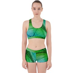 3d Leaves Texture Sheet Blue Green Work It Out Gym Set by Cemarart