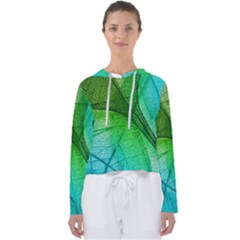 3d Leaves Texture Sheet Blue Green Women s Slouchy Sweat