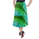 3d Leaves Texture Sheet Blue Green Midi Mermaid Skirt View2