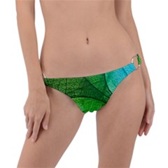 3d Leaves Texture Sheet Blue Green Ring Detail Bikini Bottoms by Cemarart