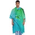 3d Leaves Texture Sheet Blue Green Men s Hooded Rain Ponchos View1