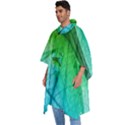 3d Leaves Texture Sheet Blue Green Men s Hooded Rain Ponchos View2