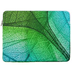 3d Leaves Texture Sheet Blue Green 17  Vertical Laptop Sleeve Case With Pocket