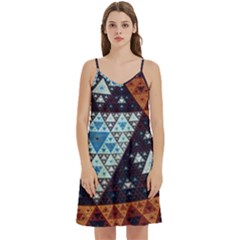 Fractal Triangle Geometric Abstract Pattern Mini Camis Dress With Pockets by Cemarart