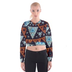 Fractal Triangle Geometric Abstract Pattern Cropped Sweatshirt