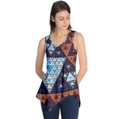 Fractal Triangle Geometric Abstract Pattern Sleeveless Tunic by Cemarart