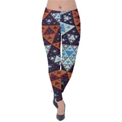 Fractal Triangle Geometric Abstract Pattern Velvet Leggings