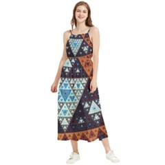 Fractal Triangle Geometric Abstract Pattern Boho Sleeveless Summer Dress by Cemarart